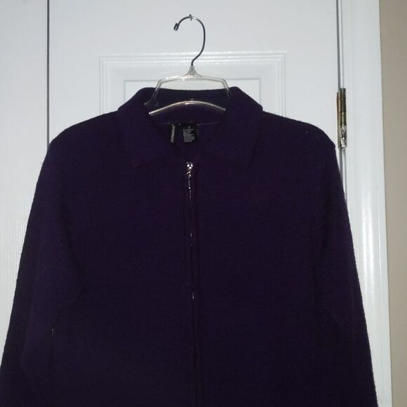 Jason Maxwell eggplant purple zip up cardigan - Picture 3 of 5